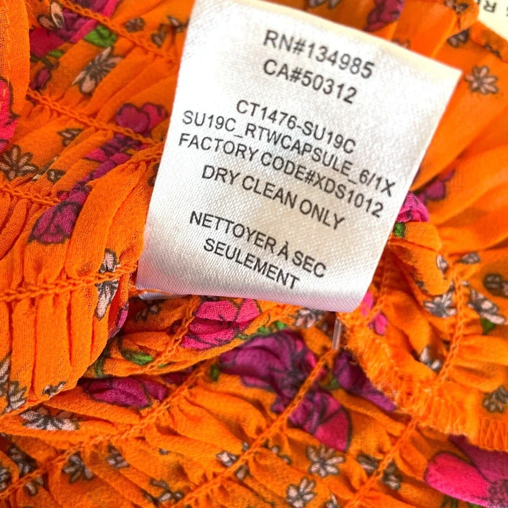 NWT For Love & Lemons Peony Smocked Crop Top in Tangerine Size XS - Picture 10 of 10